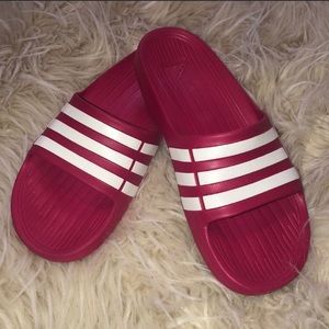 Pink&White Adidas slides